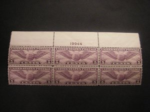 Scott C12, 5c Winged Globe, PB6 #19944 TM, MLH Airmail Beauty