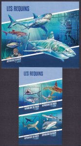 2018 Niger 5508-5511KL+5512/B803 Marine fauna - Sharks 26,00 €