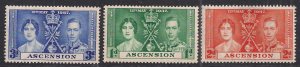 Ascension Island 1937 KGV1 Set Coronation MM SG 35 – 37 ( R776 )