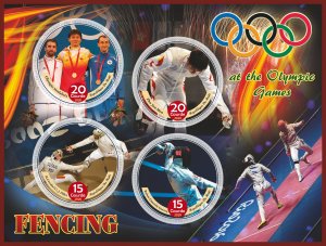 Stamps. Sports. Fencing Olympic Games 2020 year 1+1 sheets perforated