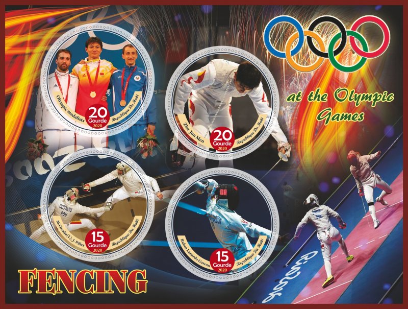 Stamps. Sports. Fencing Olympic Games 2020 year 1+1 sheets perforated