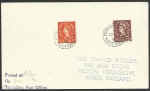 GB 1957 cover SOUTH WESTERN TPO / NIGHT DOWN railway cancel................53361