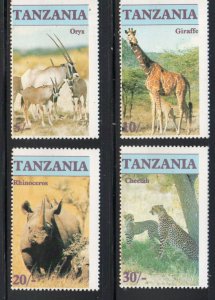 Tanzania Sc 319-322 1986 Endangered Animals stamp  set mint NH