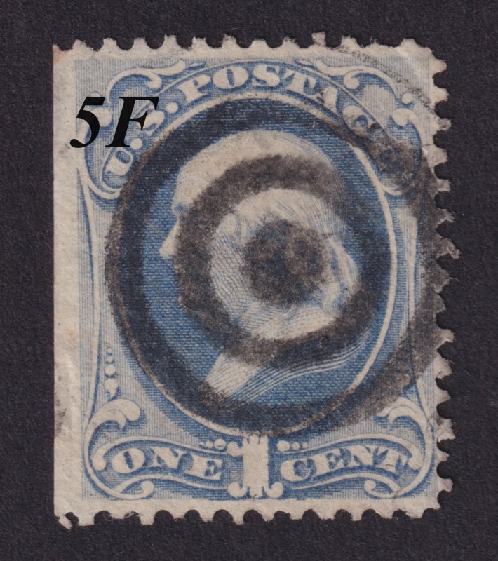 US #156 USED VERY FINE HEAVY BULLSEYE CANCELLING