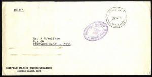 NORFOLK IS 1978 Official mail cover to Australia...........................97416