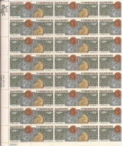 US Stamp - 1975 Banking and Commerce - 40 Stamp Sheet - Scott #1577-8