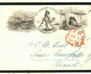 GB Advert Cover ALBERT SMITH Letter India OVERLAND MAIL 1854 London V.RARE A4G4