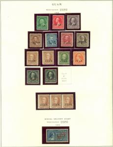 Powerful Guam Collection on Album Pages 1899-1930 All Mint Cat $2,600