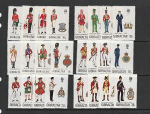 Gibraltar QE2 Uniforms, series 3-8, UM/MNH as shown