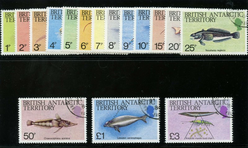 B.A.T. 1984 QEII Marine Life set complete very fine used. SG 123-138. Sc 102-116