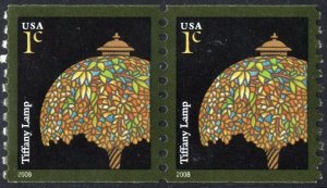 SC#3758A 1¢ Tiffany Lamp Coil Pair (2008) MNH