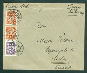 Latvia . Cover 1938 Coats Of Arms. Sc # 135+ 138. Liepaja. Adr: Denmark.