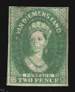 MOMEN: TASMANIA SG #15 1855 IMPERF USED £550 LOT #67017*