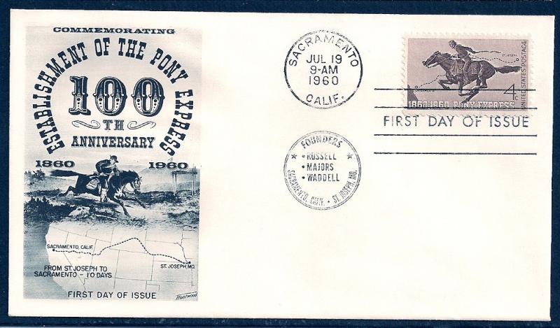 UNITED STATES FDC 4¢ Pony Express 1960 Fleetwood