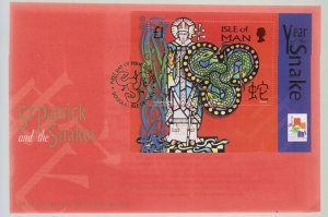 Isle of Man -  2001 Year of the Snake Miniature Sheet,   on FDC