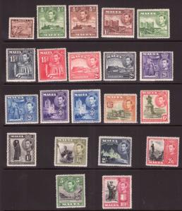 MALTA  King George VI  1938 SET Multi-colour, precancel FRESH  lightly hinged