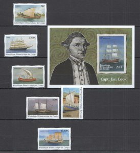 B1564 Congo Transport Sailing Ships Captain Cook 1Bl+1Set Mnh