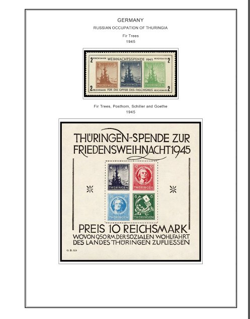 COLOR PRINTED OCCUPIED GERMANY 1945-1949 STAMP ALBUM PAGES (50 illustr. pages)