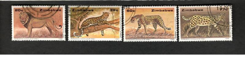 1992 Zimbabwe SC #654-57 ANIMALS OF PREY Θ used stamps