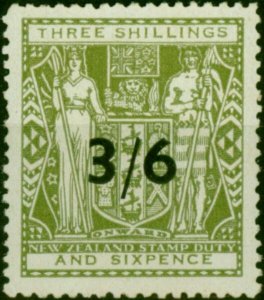 New Zealand 1953 3/6 on 3s6d Grey-Green SGF213 Type II Fine MNH