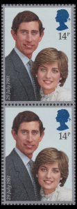 GB 1160 Royal Wedding 14p vert pair (2 stamps) MNH 1981