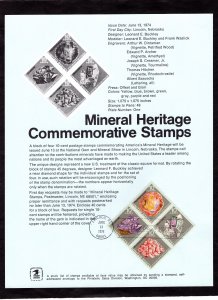 SP350 Minerals, FDC Souvenir Page (#1541a)