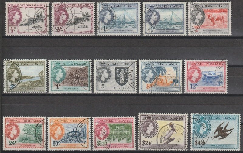 BRITISH VIRGIN ISLANDS 1956/62 SG 149/61, 149a, 150a USED