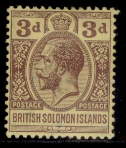 BRITISH SOLOMON ISLANDS GV SG20a, 3d purple/orange-buff, M MINT. Cat £12.