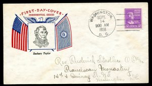 U.S. Scott 817 Fidelity FDC Post Marked in Washington, DC 