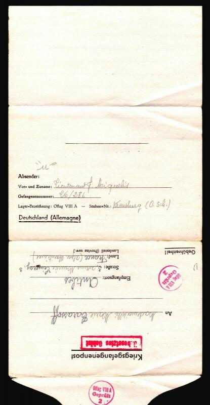 Germany 1941 POW Letter Cover to France / Corner Crease - Z14322