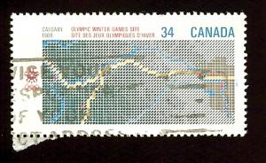 Canada 1077 34c map 1986 used (.25)