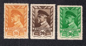 Czechoslovakia 1945-46 10k, 20k & 50k Masaryk, Scott 262B, 262C, 263 MNH