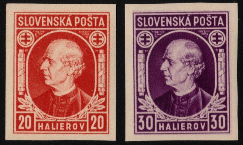 ✔️ SLOVAKIA 1939 - ANDREJ HLINKA IMPERF - SC.27/28 MNH OG [SK0027]