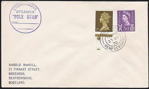 GB SCOTLAND 1970 Greenock cover - LIGHTHOUSE STEAMER POLE STAR cachet......A9020