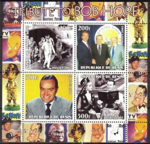 Benin 2003 Cinema Actors Bob Hope Sheet of 4 MNH Private