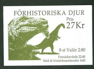 SWEDEN (H430) Scott 1972a, Prehistoric Animals booklet, VF