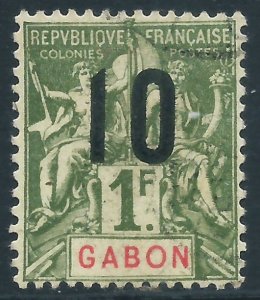 Gabon, Sc #82, 10c on 1fr, Used