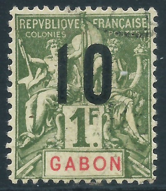 Gabon, Sc #82, 10c on 1fr, Used