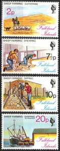 Falkland Islands 1976 Sheep Farming Ships set of 4 MNH