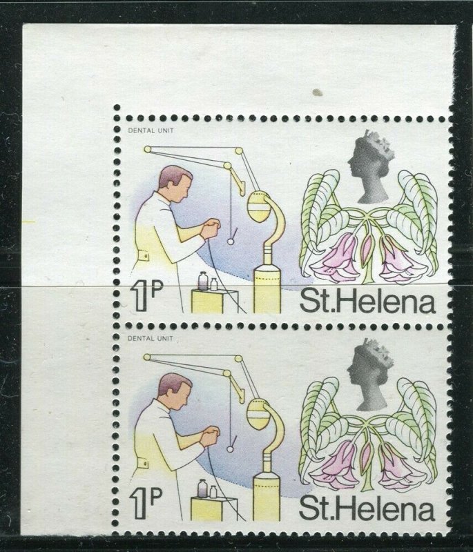 ST. HELENA; 1968 early QEII Pictorial issue fine MINT MNH Corner Pair, 1p