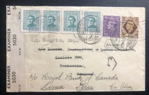 1944 England Lloyd Bank Censored Mixed Franking Cover To Montevideo Uruguay