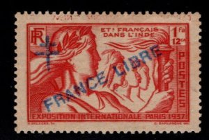 French India Scott 180 MH* from 1937 Paris expo set with TB overprint