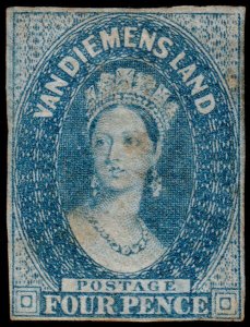 Tasmania Scott 13a (1857) Mint H OG F-VF, CV $425.00 M