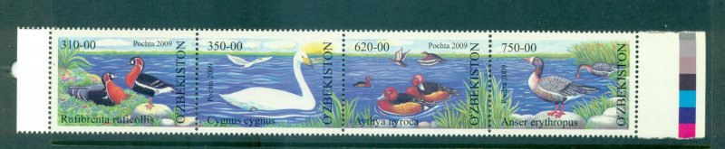 Uzbekistan - Sc# 570. 2009 Birds. MNH Strip of 4. $7.00.