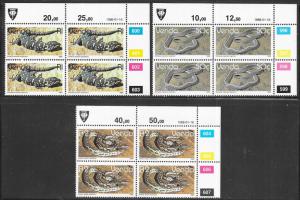 South Africa - Venda  #128-148*  Reptiles Margin Blks of 4 (MNH) CV $51.80