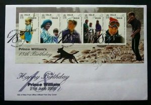 Isle Of Man Prince William 21st Birthday 2000 Queen Royal (miniature FDC)