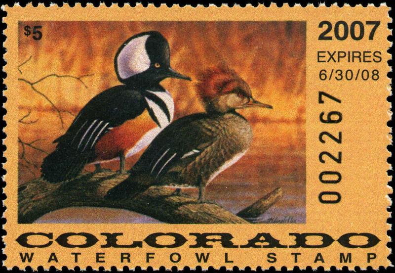 COLORADO #18 2007 STATE DUCK HOODED MERGANSER  byJeffrey Kleinfelter