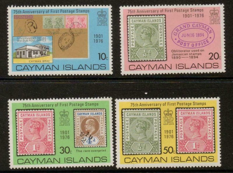 CAYMAN ISLANDS SG399/402 1976 ANNIV OF FIRST POSTAGE STAMP MNH