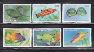 Bahamas 1990 10c to $1 Fish, Scott 605b-615b MNH, value = $16.75