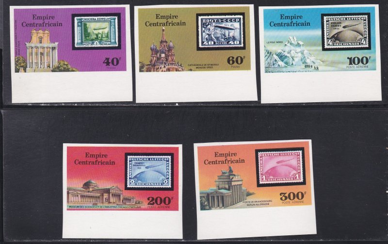 Central Africa # 295-296, C184-186, Zeppelin 75th Anniversary IMPERF, NH